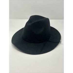 Marcus Adler Black Wool The Cecil Panama Hat One Size Dented Crown Flat Brim